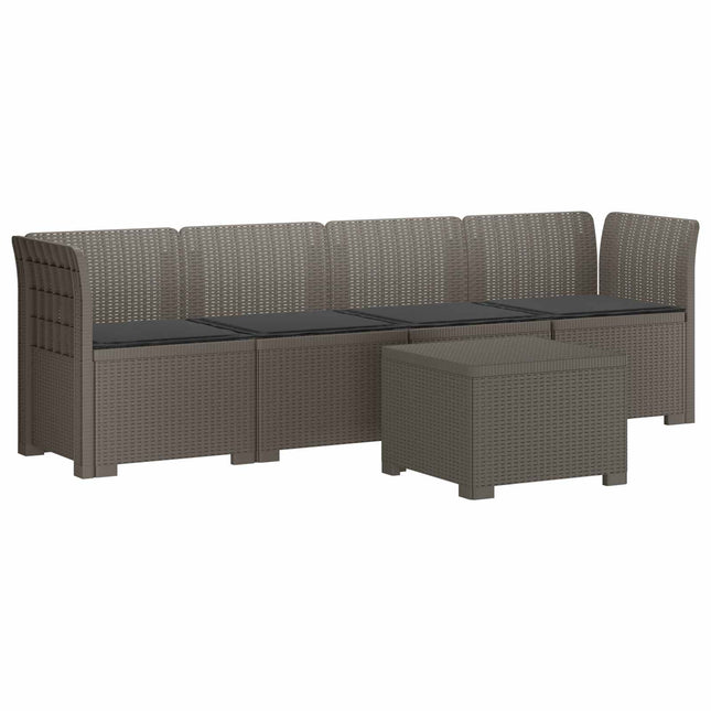 4-personers have-sofa med puder i rattan-look PP Lysegrå