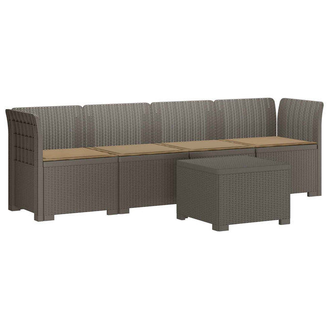 4-personers have-sofa med puder i rattan-look PP Lysegrå