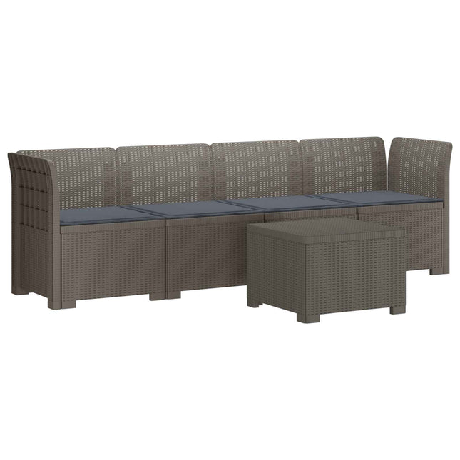 4-personers have-sofa med puder i rattan-look PP Lysegrå