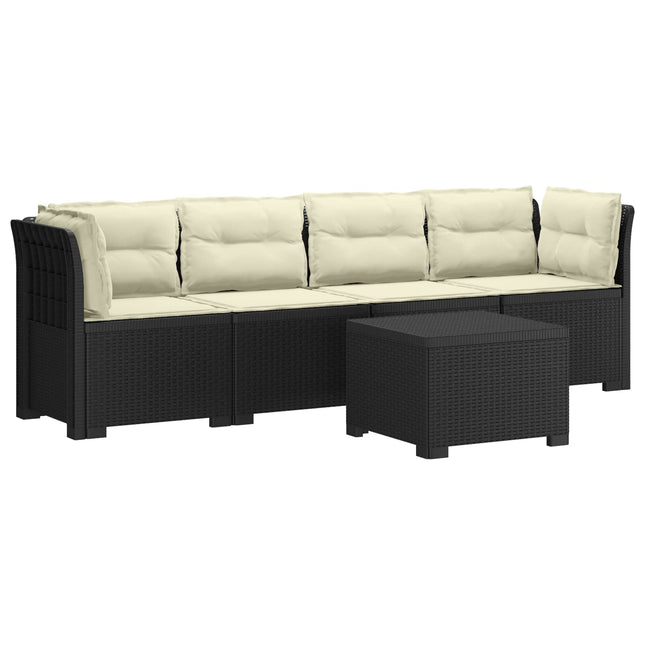 4-personers have-sofa med puder i rattan-look PP Antracit