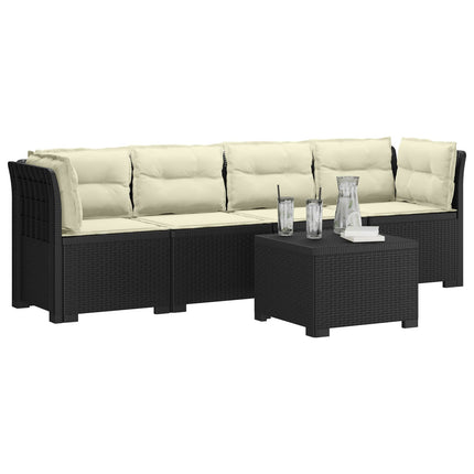 4-personers have-sofa med puder i rattan-look PP Antracit