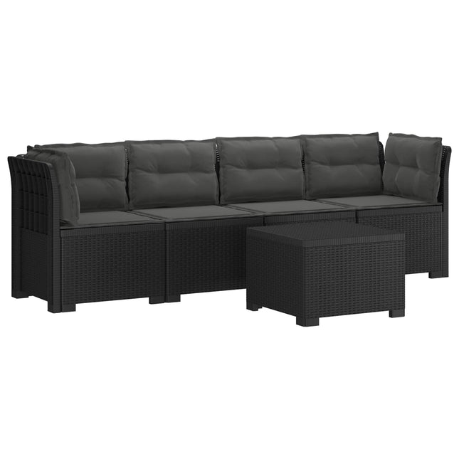 4-personers have-sofa med puder i rattan-look PP Antracit