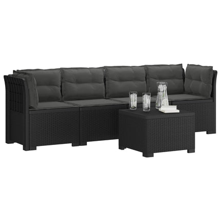 4-personers have-sofa med puder i rattan-look PP Antracit