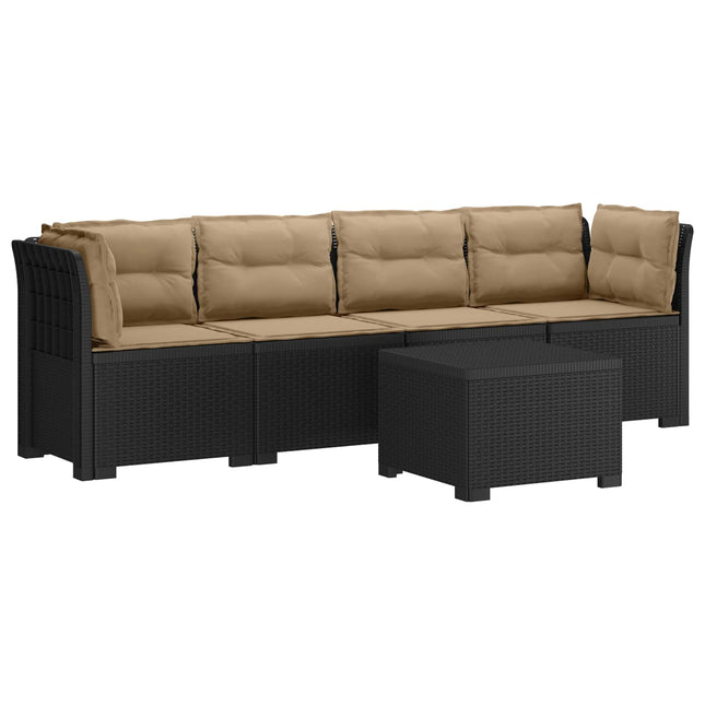 4-personers have-sofa med puder i rattan-look PP Antracit
