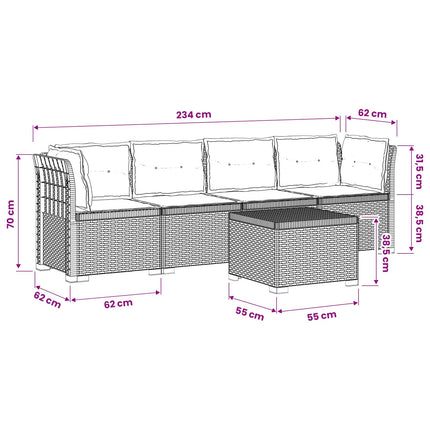 4-personers have-sofa med puder i rattan-look PP Antracit