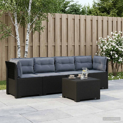 4-personers have-sofa med puder i rattan-look PP Antracit