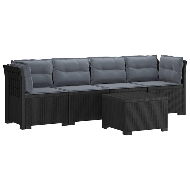 4-personers have-sofa med puder i rattan-look PP Antracit