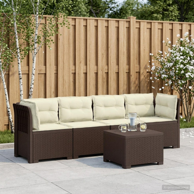4-personers have-sofa med puder i rattan-look PP Brun