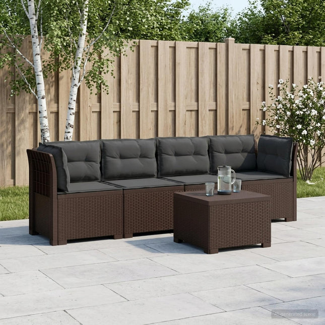4-personers have-sofa med puder i rattan-look PP Brun