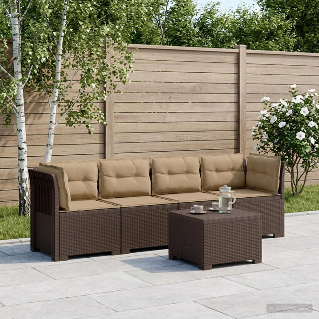 4-personers have-sofa med puder i rattan-look PP Brun