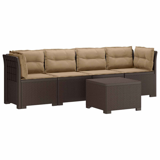 4-personers have-sofa med puder i rattan-look PP Brun