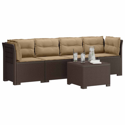 4-personers have-sofa med puder i rattan-look PP Brun