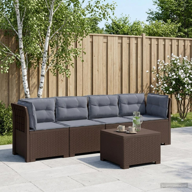 4-personers have-sofa med puder i rattan-look PP Brun