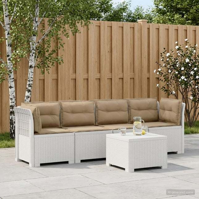 4-personers have-sofa med puder i rattan-look PP Hvid