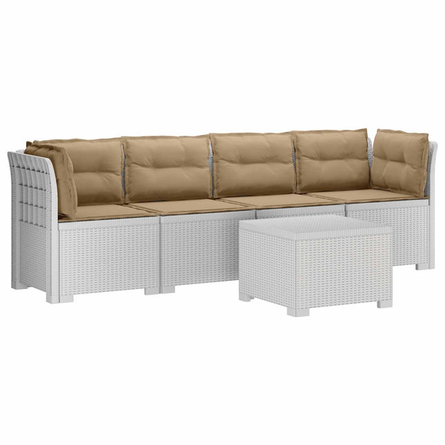 4-personers have-sofa med puder i rattan-look PP Hvid