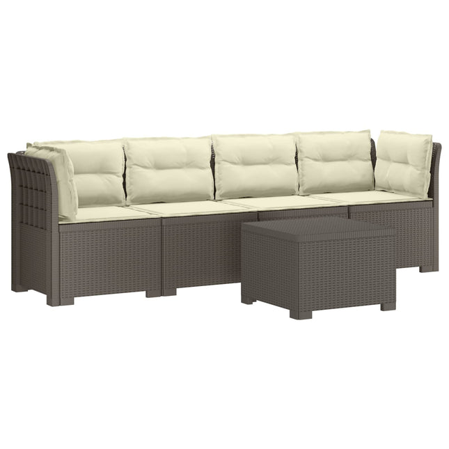 4-personers have-sofa med puder i rattan-look PP Lysegrå