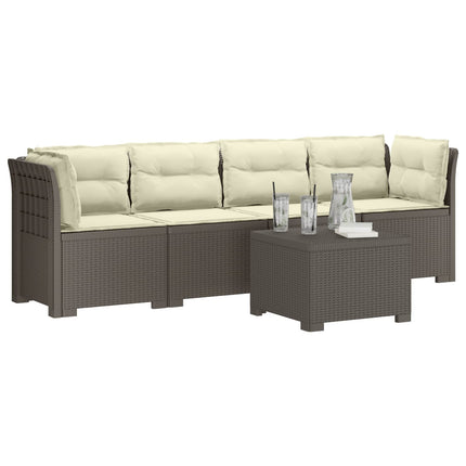4-personers have-sofa med puder i rattan-look PP Lysegrå