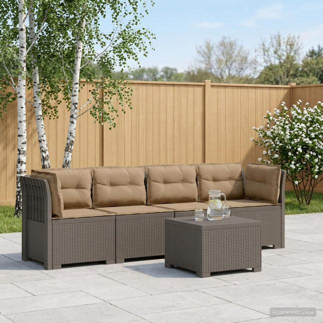 4-personers have-sofa med puder i rattan-look PP Lysegrå