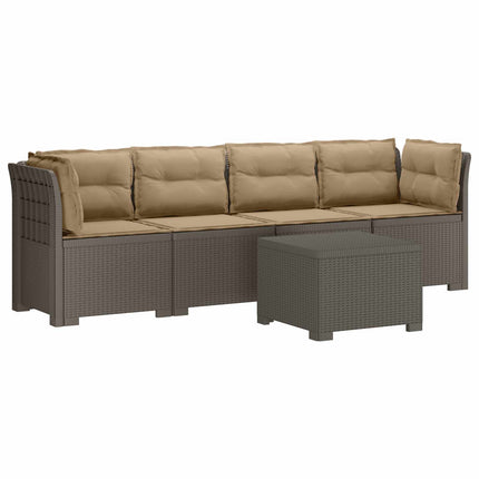 4-personers have-sofa med puder i rattan-look PP Lysegrå