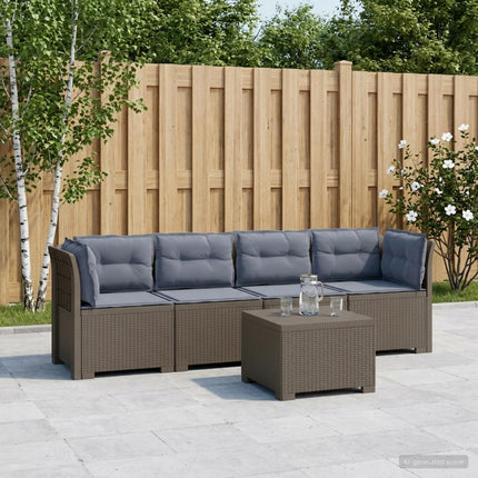 4-personers have-sofa med puder i rattan-look PP Lysegrå