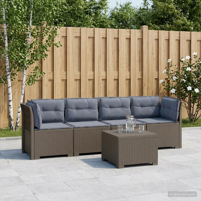 4-personers have-sofa med puder i rattan-look PP Lysegrå