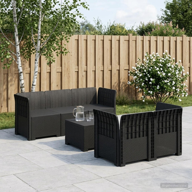 5-personers Havemøbel Sofa Rattan Look PP Antracit