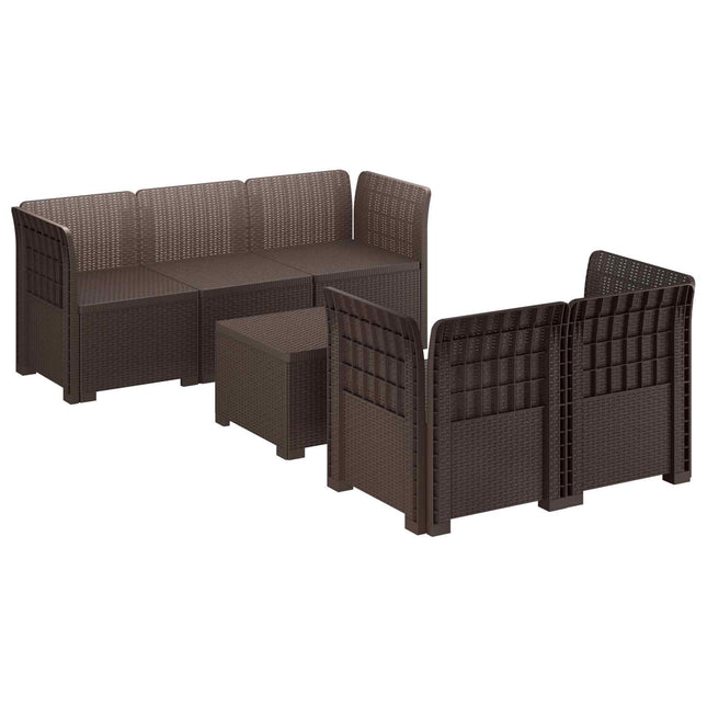 5-personers Havemøbel Sofa Rattan Look PP Brun