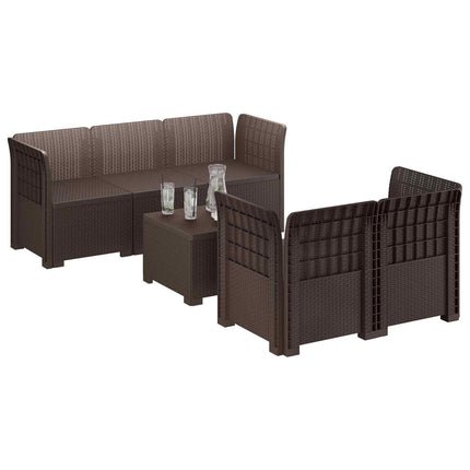 5-personers Havemøbel Sofa Rattan Look PP Brun