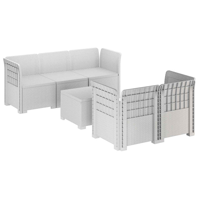 5-personers Havemøbel Sofa Rattan Look PP Hvid