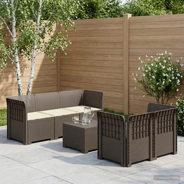 5-personers Havemøbel Sofa med Hynder Rattan Look PP Lysegrå
