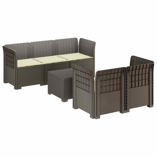 5-personers Havemøbel Sofa med Hynder Rattan Look PP Lysegrå