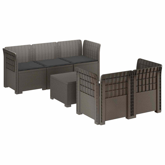 5-personers Havemøbel Sofa med Hynder Rattan Look PP Lysegrå