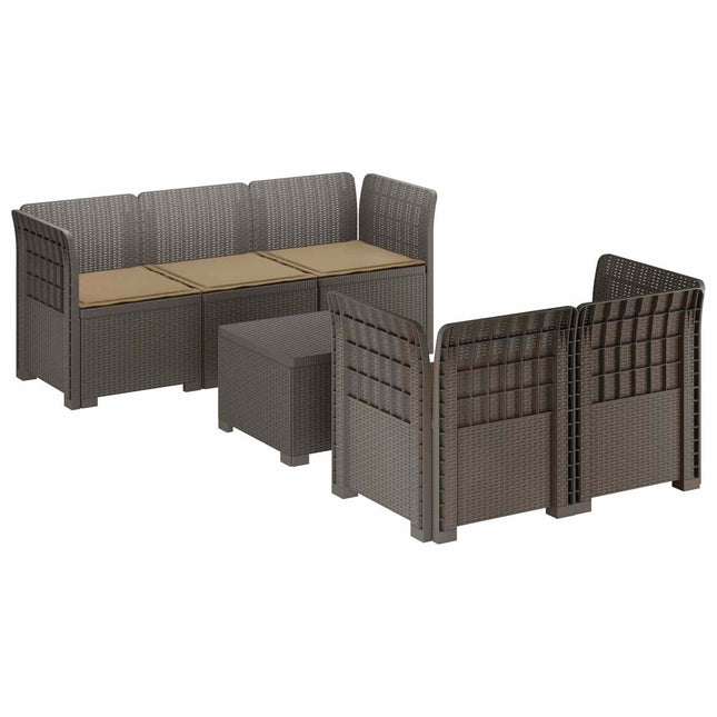 5-personers Havemøbel Sofa med Hynder Rattan Look PP Lysegrå