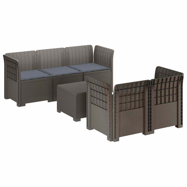 5-personers Havemøbel Sofa med Hynder Rattan Look PP Lysegrå