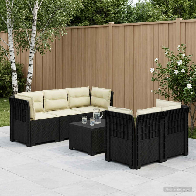 5-personers Havemøbel Sofa med Hynder Rattan Look PP Antracit