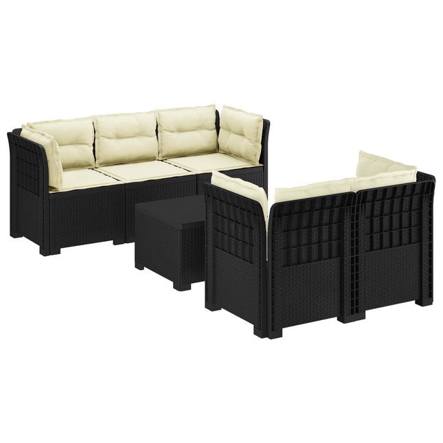 5-personers Havemøbel Sofa med Hynder Rattan Look PP Antracit