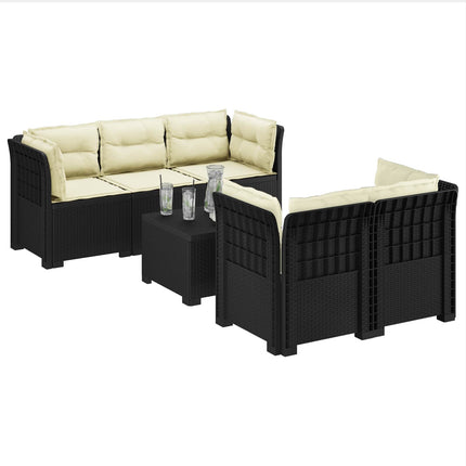 5-personers Havemøbel Sofa med Hynder Rattan Look PP Antracit