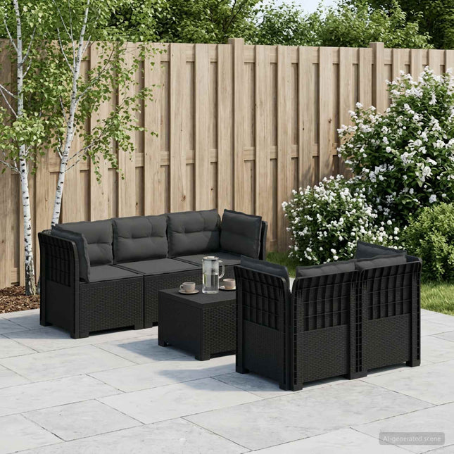 5-personers Havemøbel Sofa med Hynder Rattan Look PP Antracit