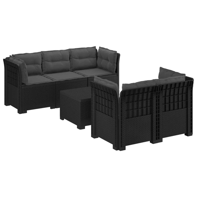 5-personers Havemøbel Sofa med Hynder Rattan Look PP Antracit