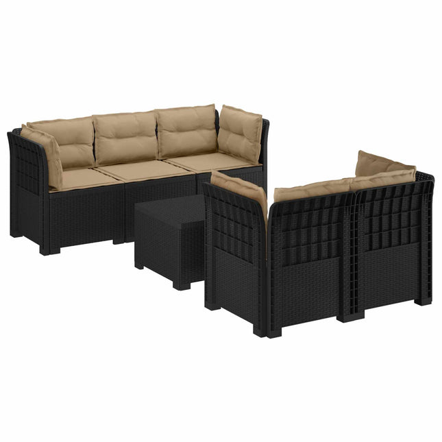 5-personers Havemøbel Sofa med Hynder Rattan Look PP Antracit