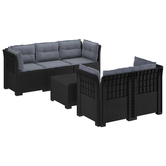 5-personers Havemøbel Sofa med Hynder Rattan Look PP Antracit