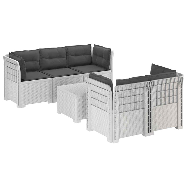 5-personers Havemøbel Sofa med Hynder Rattan Look PP Hvid