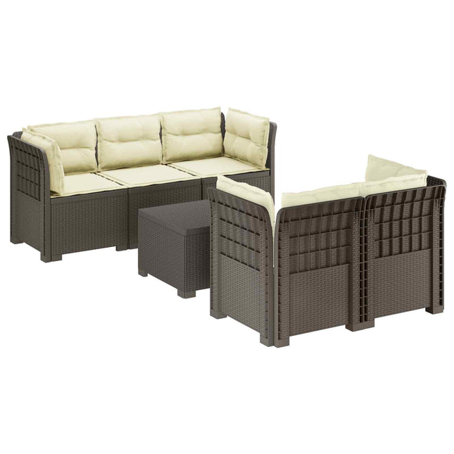 5-personers Havemøbel Sofa med Hynder Rattan Look PP Lysegrå