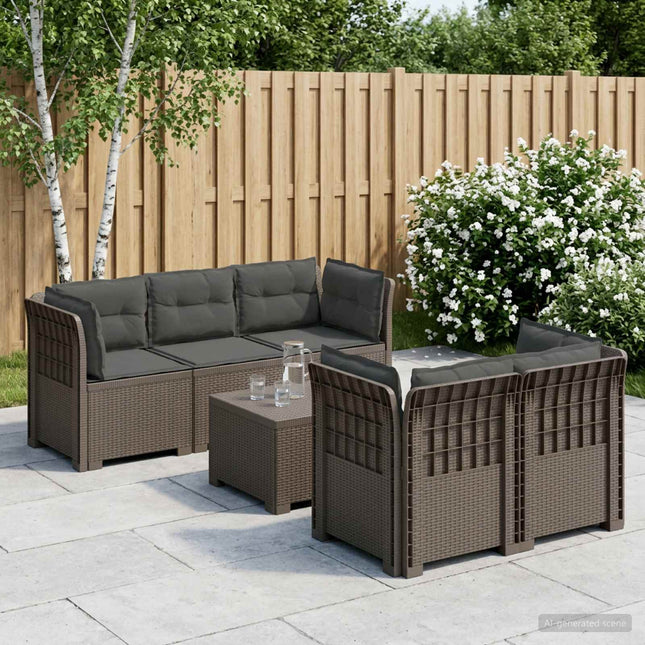 5-personers Havemøbel Sofa med Hynder Rattan Look PP Lysegrå