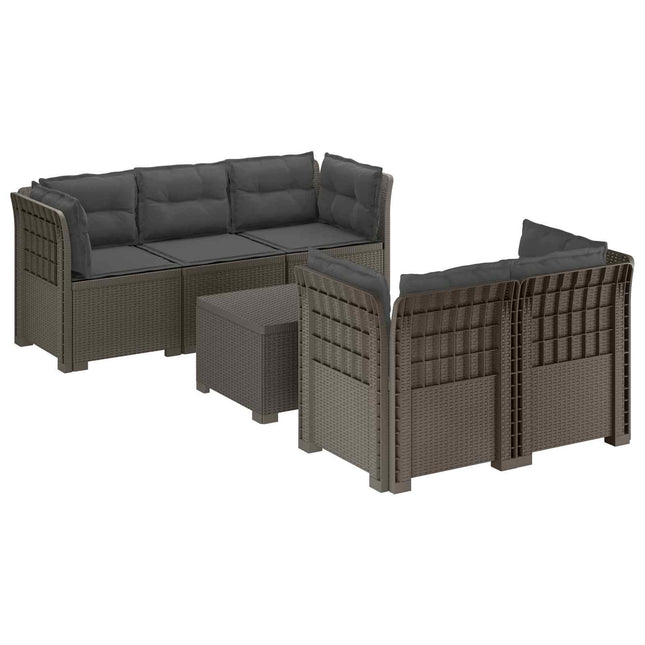 5-personers Havemøbel Sofa med Hynder Rattan Look PP Lysegrå