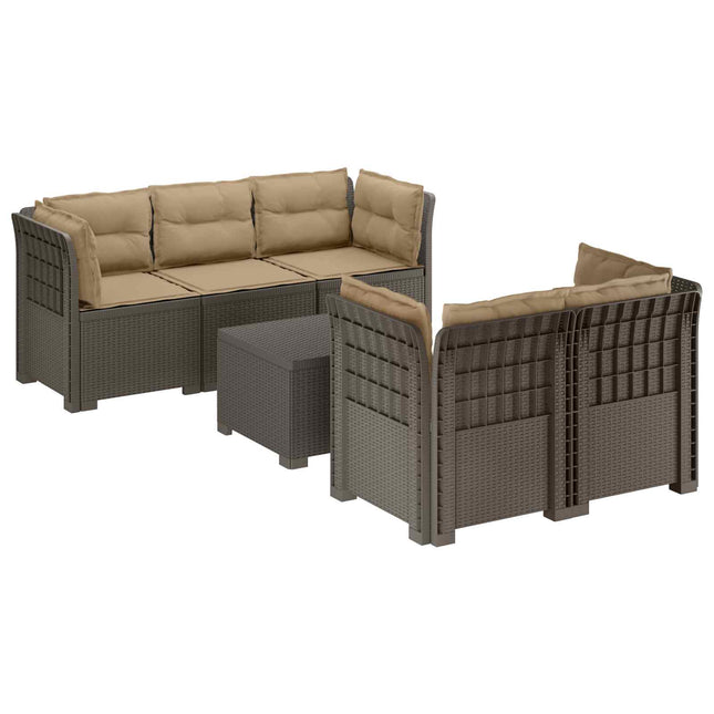 5-personers Havemøbel Sofa med Hynder Rattan Look PP Lysegrå