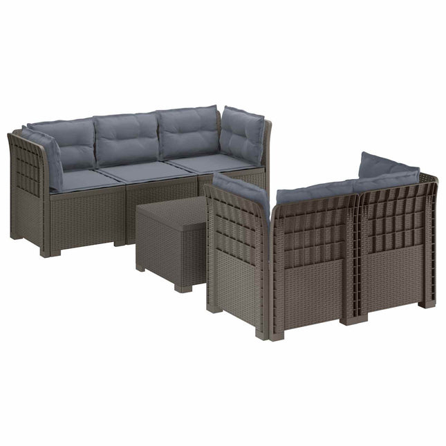 5-personers Havemøbel Sofa med Hynder Rattan Look PP Lysegrå