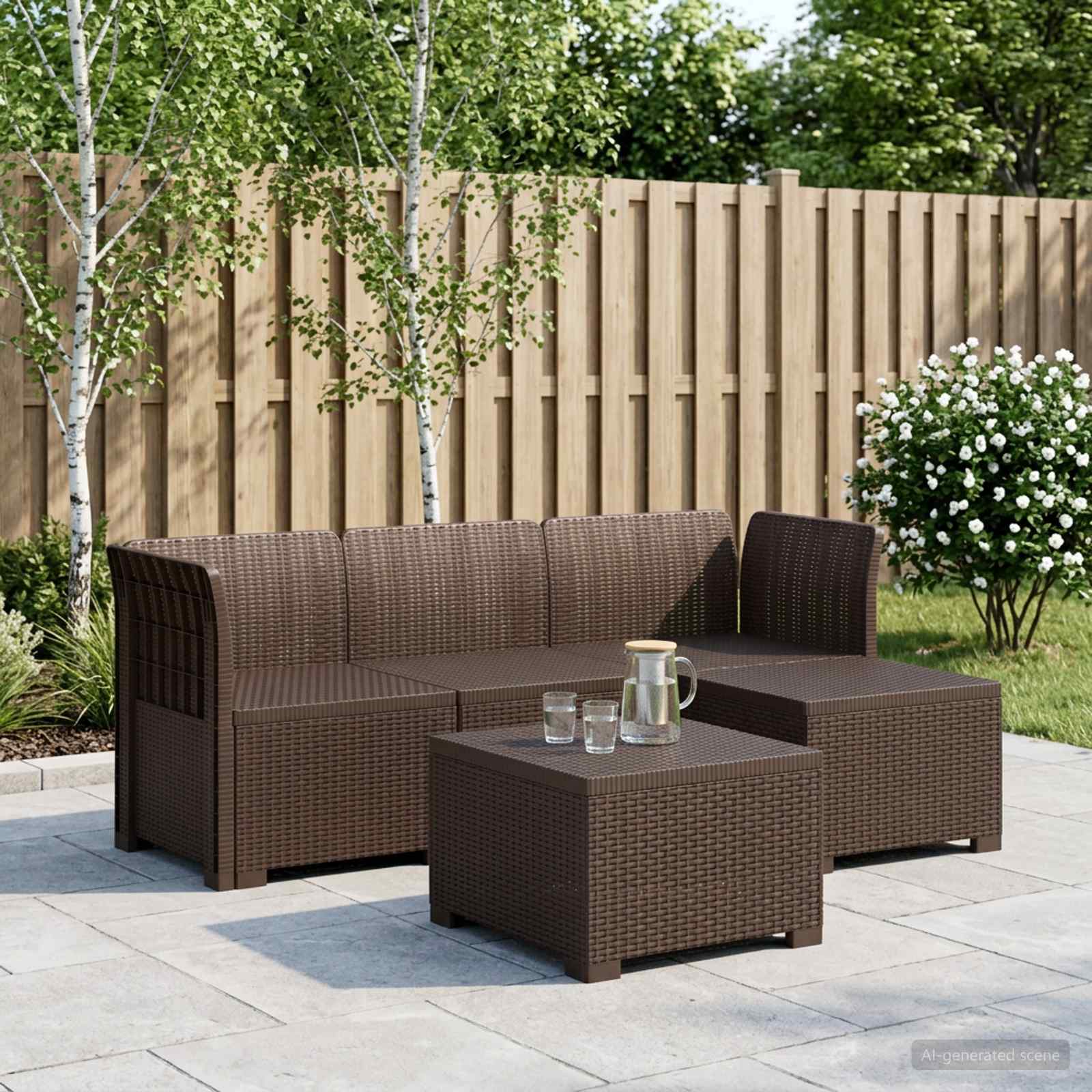 4-personers Have Sofa Rattan Look PP Brun