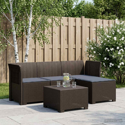 4-personers Have Sofa med Hynder Rattan Look PP Brun