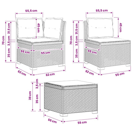 4-personers Have Sofa med Hynder Rattan Look PP Antracit